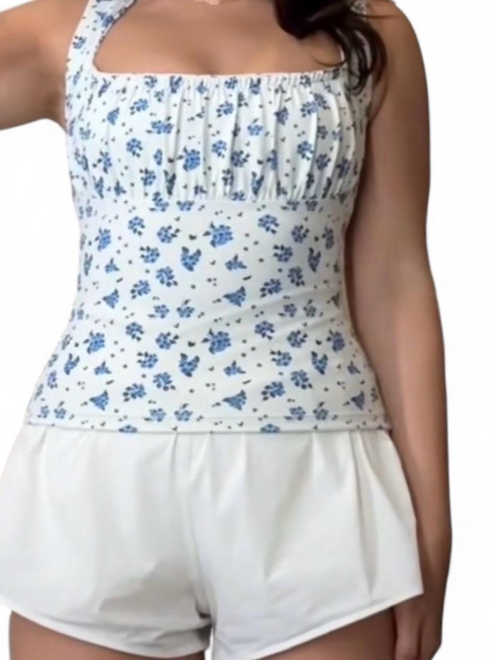 Blogilates x Target Bow Back Tank - Blue Floral (Size Medium) - Picture 3 of 5